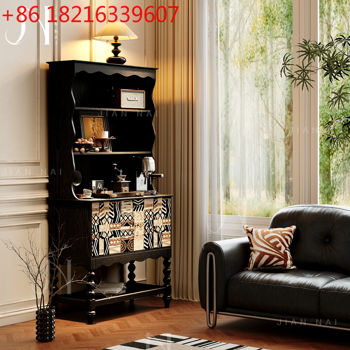 

Оригинальный книжный шкаф с французским винтажным геометрическим рисунком, хранилище для гостиной из цельного дерева, настенный чайный шкаф, столовая