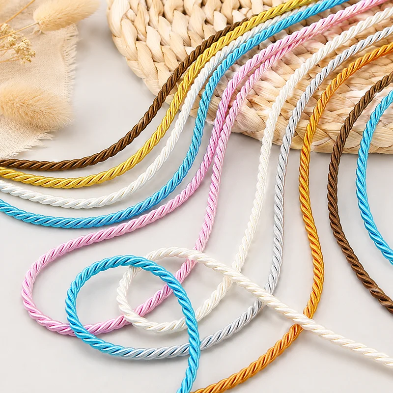 

10-30Meters 3mm Twisted Braided Cord 3-Strand Rope for Gift Packaging Bag Box Decorative String DIY Craft Accessory Material Set
