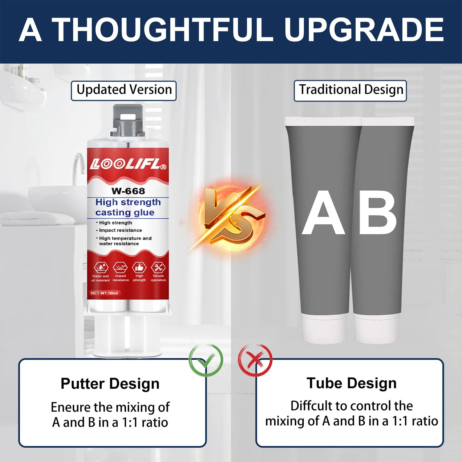 AB صب الصمغ، إصلاح الشقوق المعدنية، مانع التسرب، لاصق للحديد والألمنيوم والنحاس والصلب والسيراميك والبلاستيك، مقاوم للحرارة العالية حتى 150 درجة مئوية، عالي القوة.