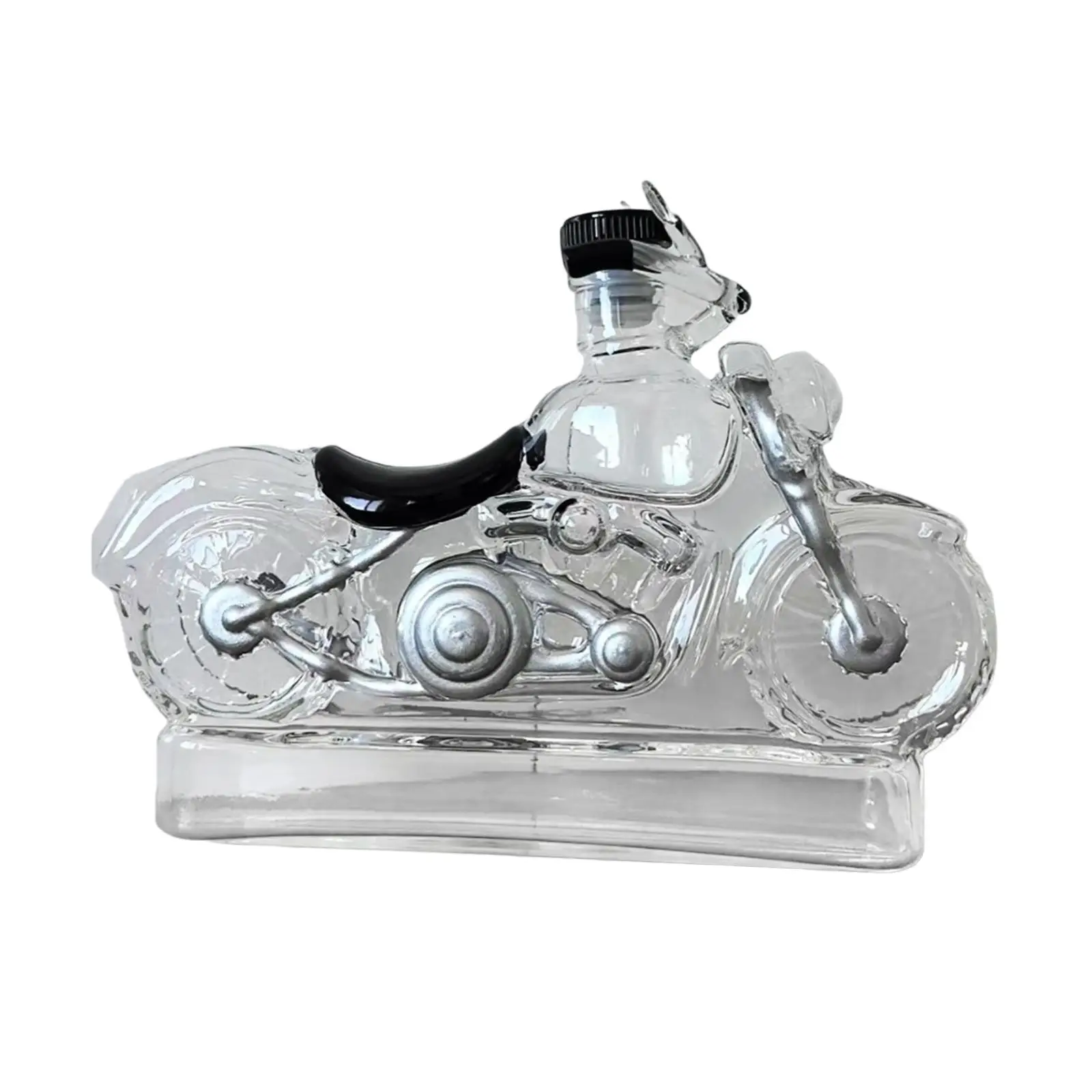 Clear Borosilicate Glass Whiskey Bottle Wine Decanter Motorbike Design for Men Home Bar Decor