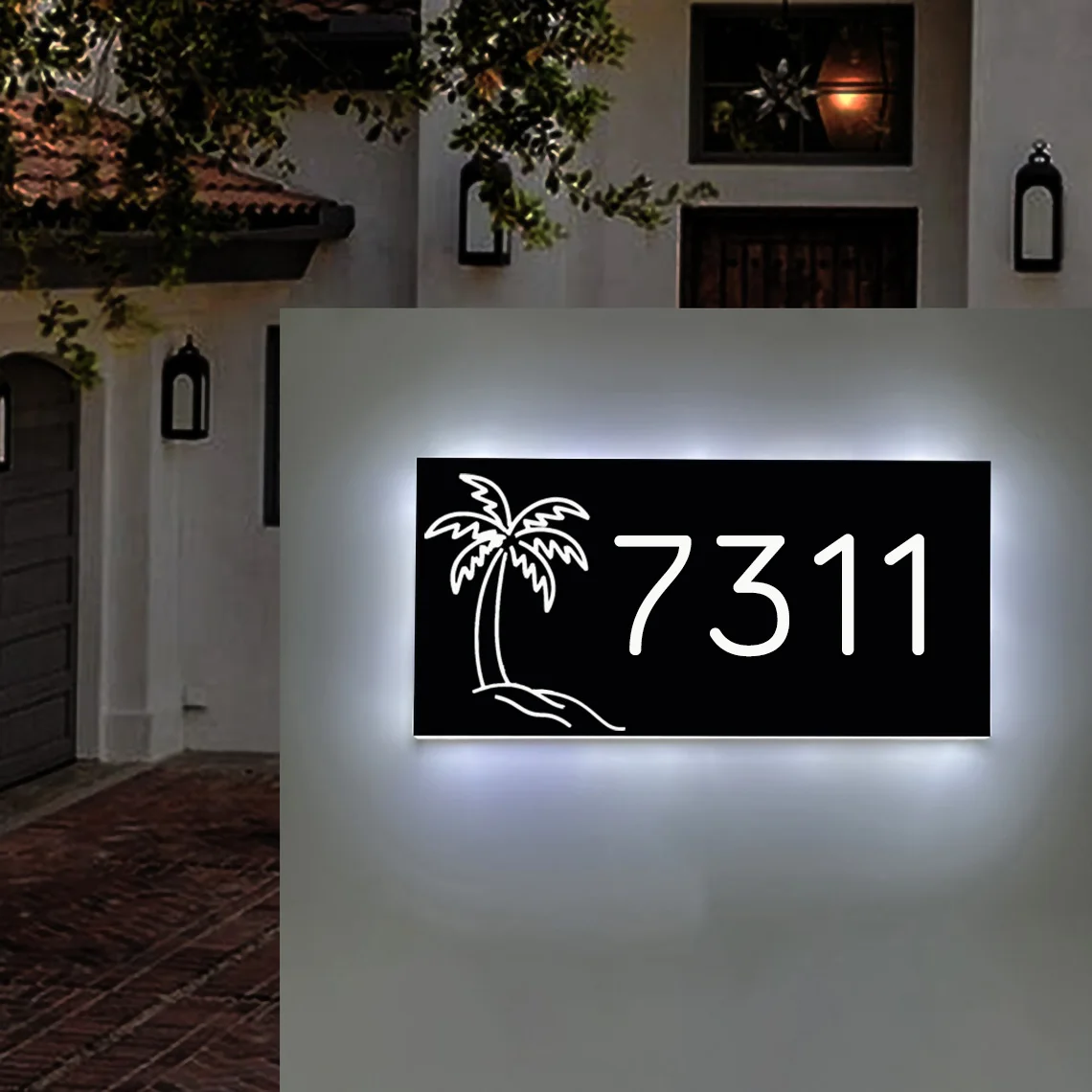 

Custom Illuminated House Number Sign Metal Backlit Address Plate Personalized Door Sign New House Gift
