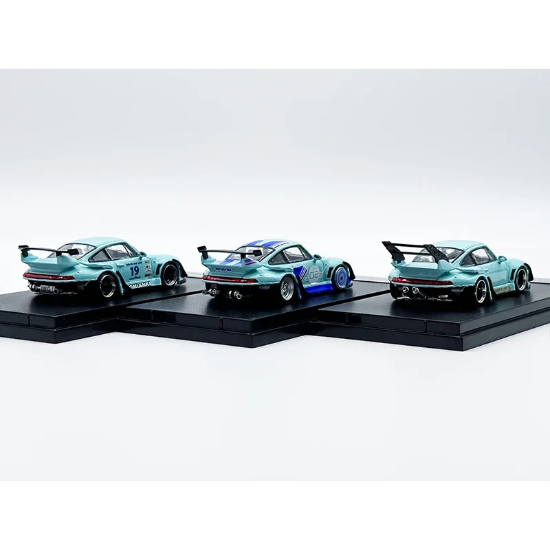 In Stock 1:64 SW RWB 993 Noctilucent Baby Blue Diecast Diorama Car Model Collection Miniature Street Weapon Warrior