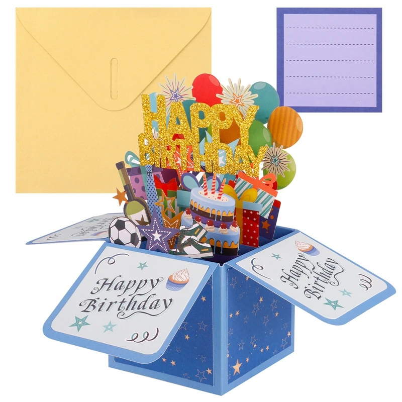 Biglietto di buon compleanno con biglietto di auguri e busta biglietto di compleanno 3D biglietto di auguri Pop-up di buon compleanno per donna uomo