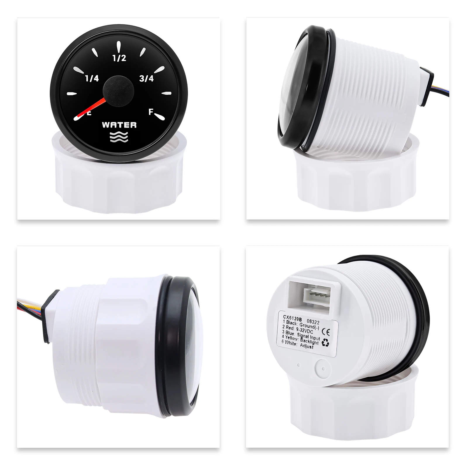 7 색 백라이트 및 수위 표시기, 52mm 0-190ohm, 100mm-500mm, 자동차 보트 마린 12V 24V