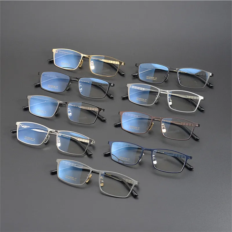 Pure Titanium Business Glasses Frame Men Fashion Square Full Rim Eyeglasses Unique Design Gold Color Spectacles Eyewear Gafas