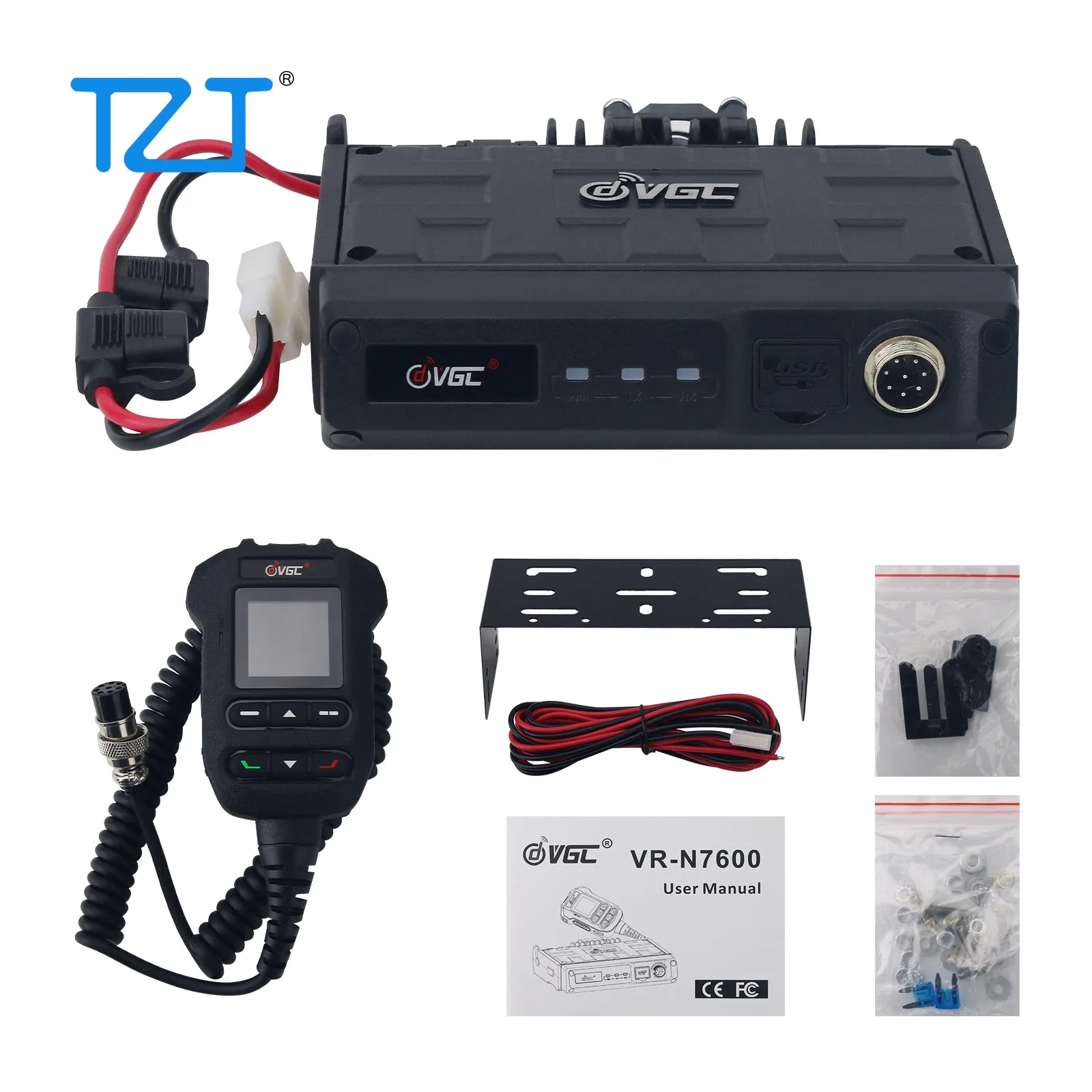 TZT VR-N7600 136-174MHz/400-480MHz U/V Dual Band Vehicle Radio With 192 Channel 50W 10KM-50KM Global Positioning System