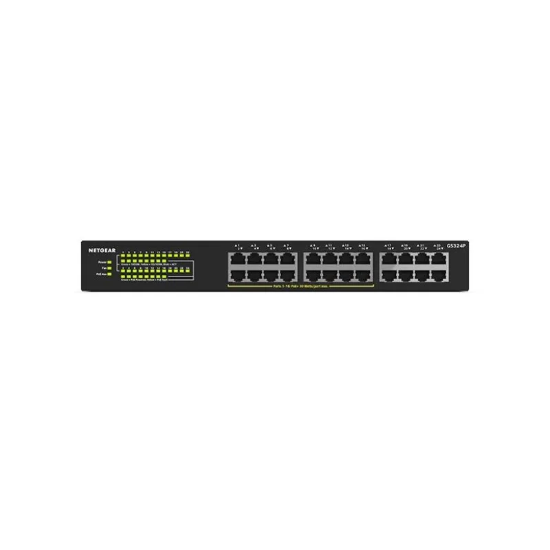 【علامة تجارية جديدة】مفتاح PoE+ Essentials غير مُدار (GS324) 24-Port Gigabit Ethernet PoE+ Essentials Switch مع 16-Ports PoE+