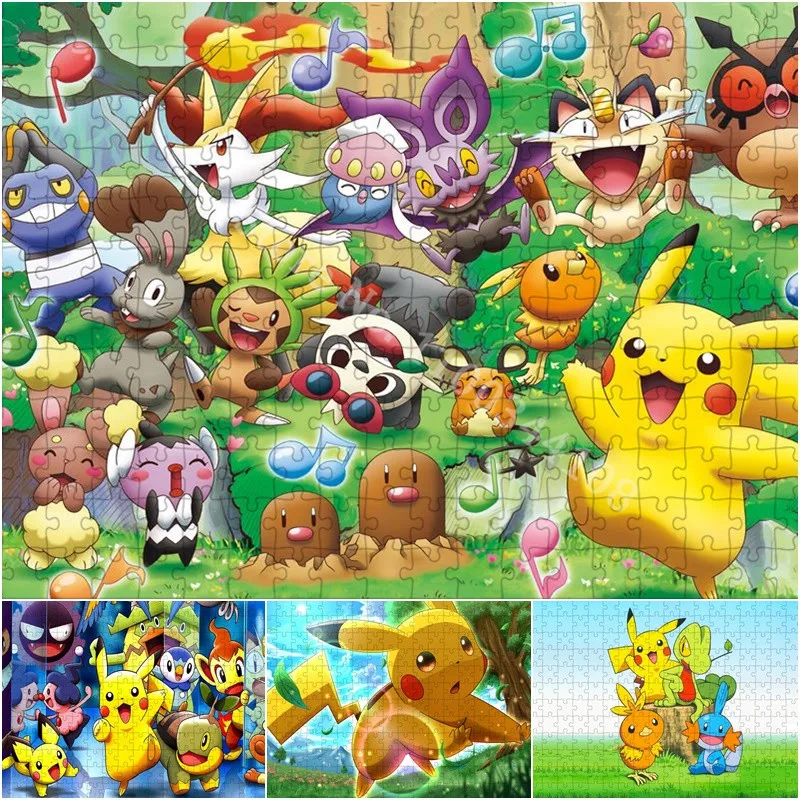 Pokemon Pikachu Jigsaw Puzzles Japanese Anime 300/500/1000 Pieces Paper Puzzle Picture Educational Toys for Adults Children