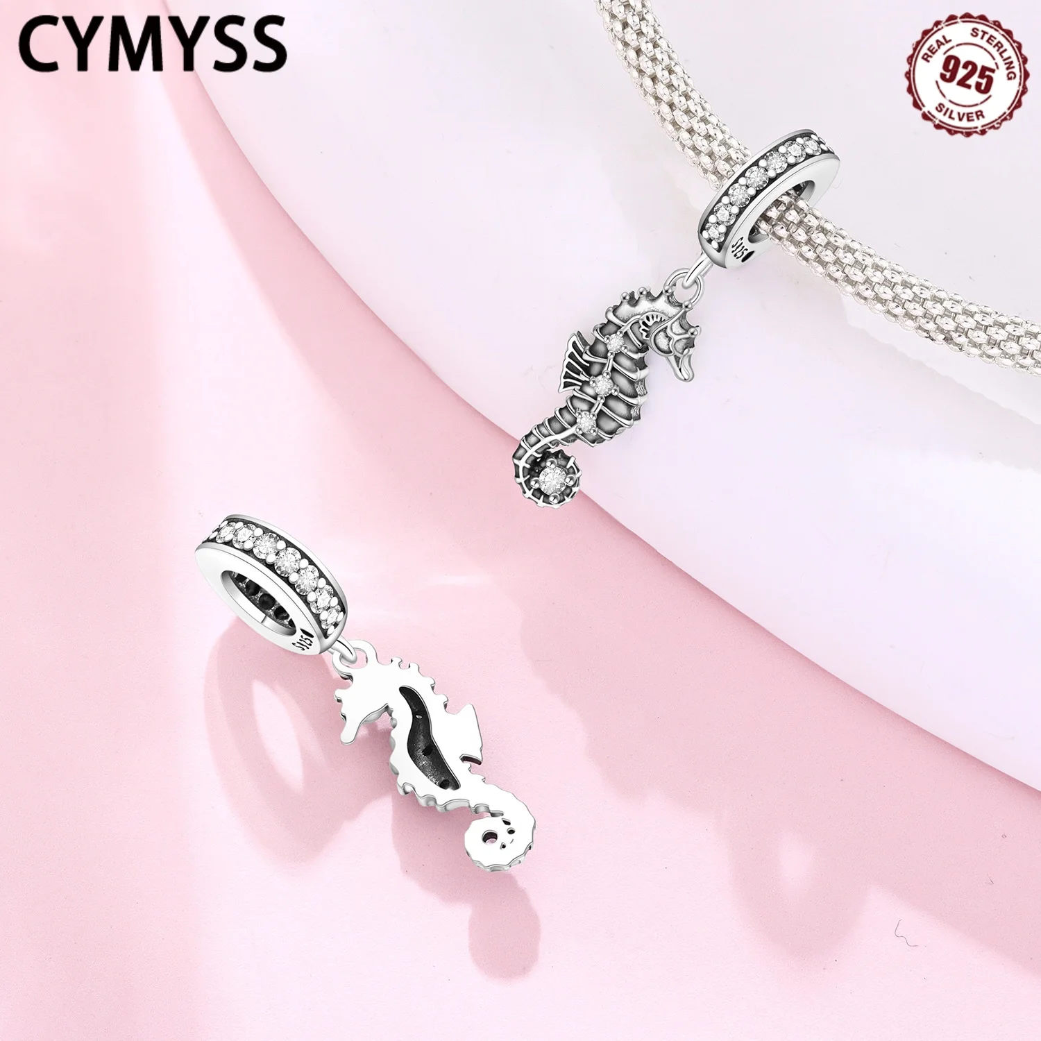 

CYMYSS 2025 NEW S925 Sterling Silver Seahorse Marine Animal Zircon Pendant Boutique Wedding Party Jewelry Gift Womens Pendant