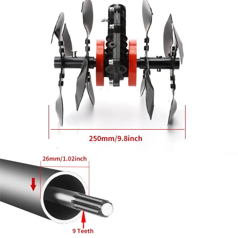 Multifunction Gear Box Head Lawn Mower Blade Work Head Loosen Soil Weeding Ditching Wheel GrassTrimmer Brush Cutter Cultivator