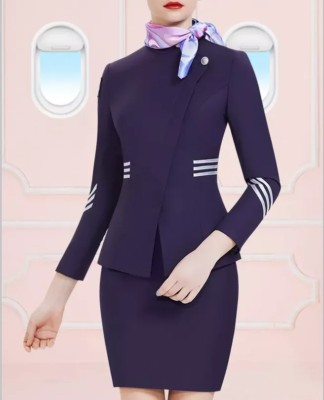 Customize Factory Direct Suit Blazer Skirt Pants Air Suit Fashion Flight Attendant Uniform Suits Airline Uniforms Ladies