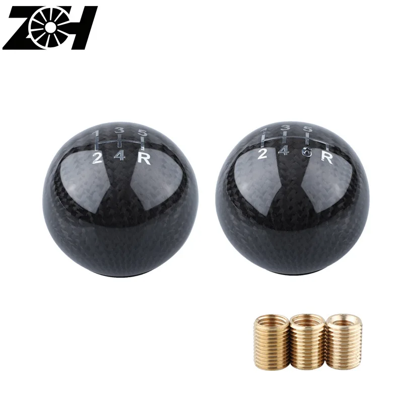 Universal 5 6 Speed Car Carbon Fiber Gear Shift Knob Stick Manual Transmission Aluminum Extended Shifter Lever AT MT