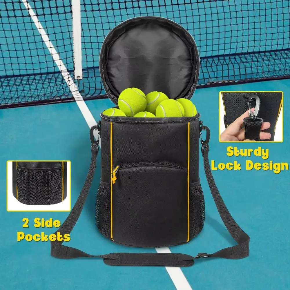 

Large Capacity Tennis Storage Bag Shoulder Strap Multi Pocket Tennis Carry Backpack Black Waterproof Tennis Balls Holder Bag