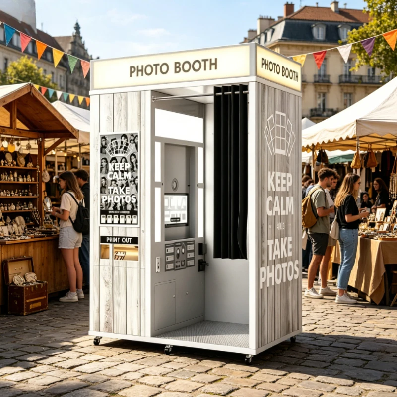 Customized Enclosed Selfie Photo Booth, Portable Commercial Photo Kiosk for Retail Store Mall Festival Photo Taking