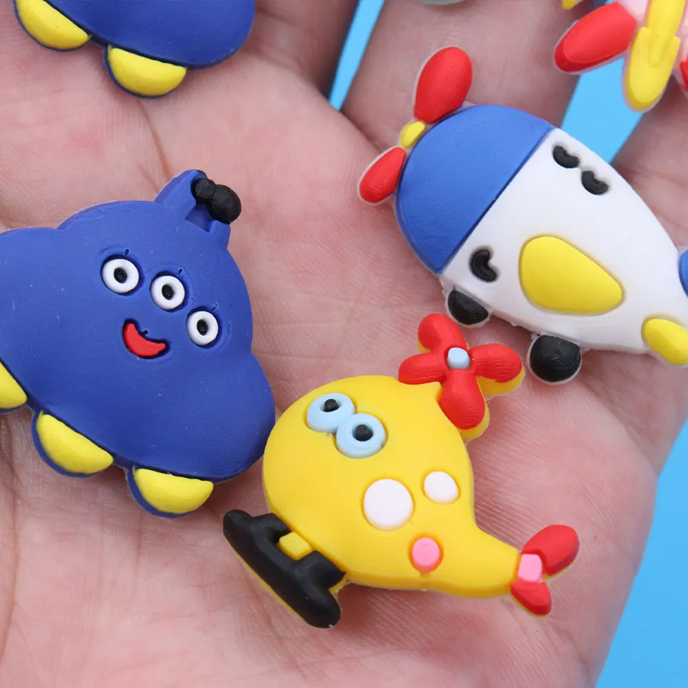 5-20PCS Vehicles Motorcycle Engineering Car Rocket Taxi Plane PVC Shoe Charms For Clogs Pin Sandals Shoes Accessories Decoration