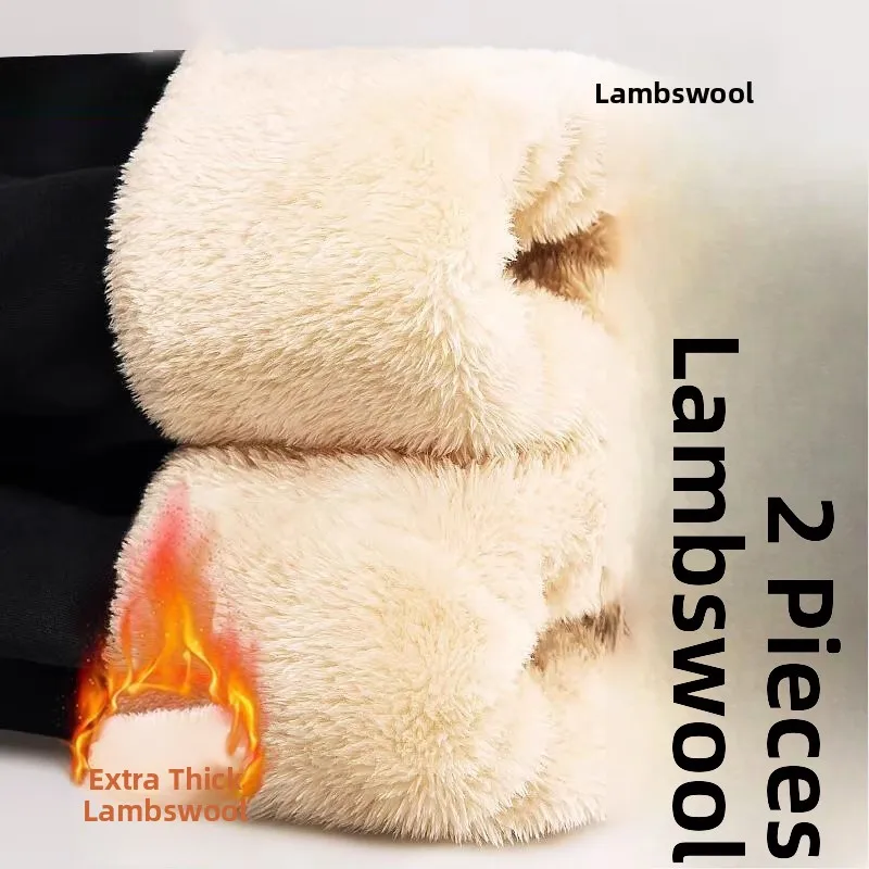 Men's Thickened Fleece Lined Outdoor Work Trousers Youth Leisure Long Pants Windproof Warm Cotton Trousers for Autumn Winter