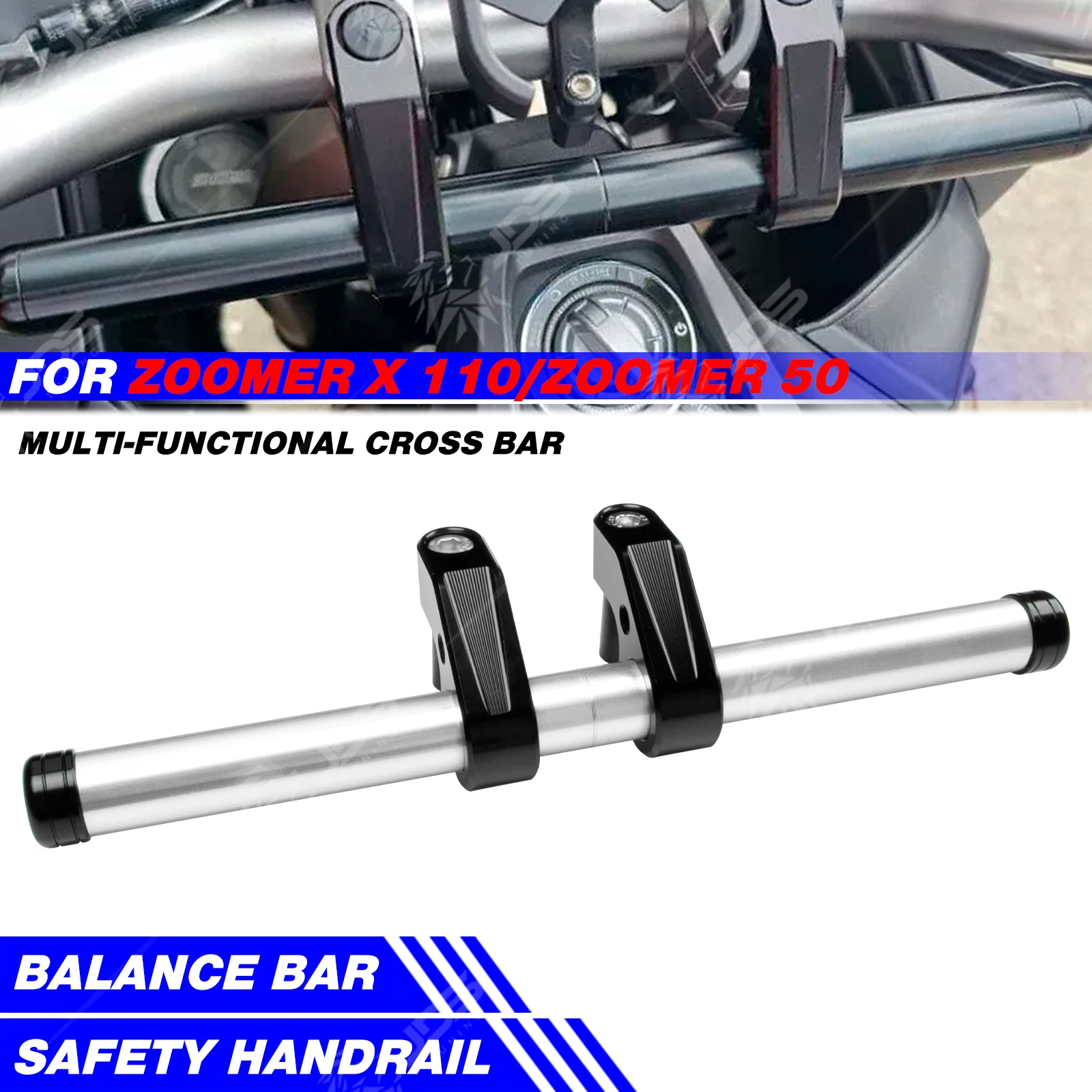 

JDSTUNING For HONDA ZOOMER X 110/ZOOMER 50 Handlebar Grab Crossbar Child Safety Handrail Holder Bracket Accessories Parts