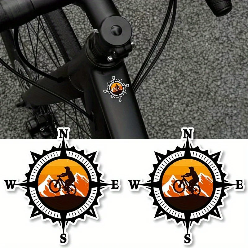 2pcs Riding Compass Waterproof Vinyl Sticker Scratch Cover Decal For Bicycle Seat Tube Beam Outdoor Cycling Decor Accessories