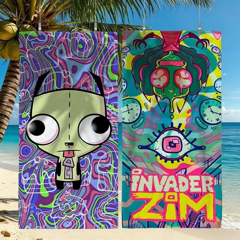 Animation I-Invader Zim Towel Towel Beach Towel Oversized Quick Dry Towel Absorbent Soft Swim BeachTowels for Men Women