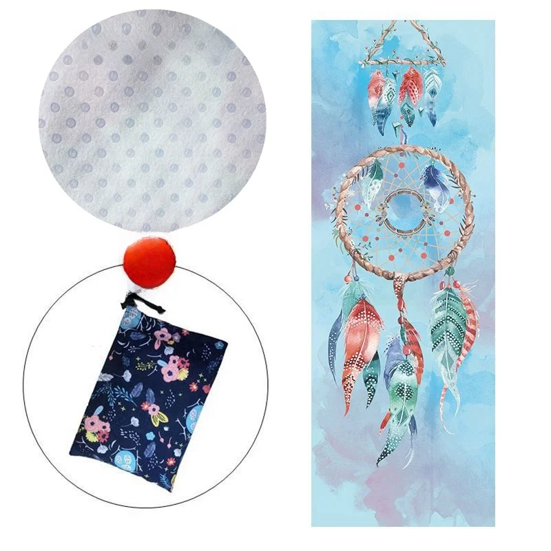 Thiened Silicone Yoga Mat Anti-Slip Fitn Yoga Pad Extended Absorbent Towel Mat Non-Slip Exercise Beach Home Use