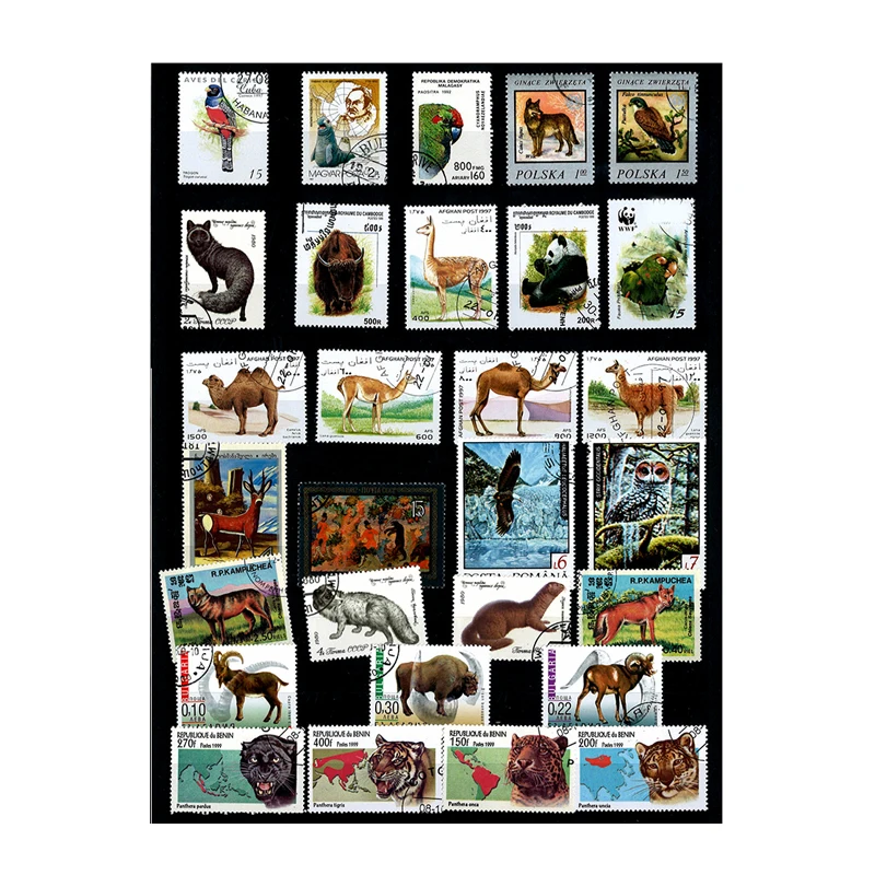 10/50/100 PCS  All Different  Topic Animal Postage Stamps With Post Mark For Collection