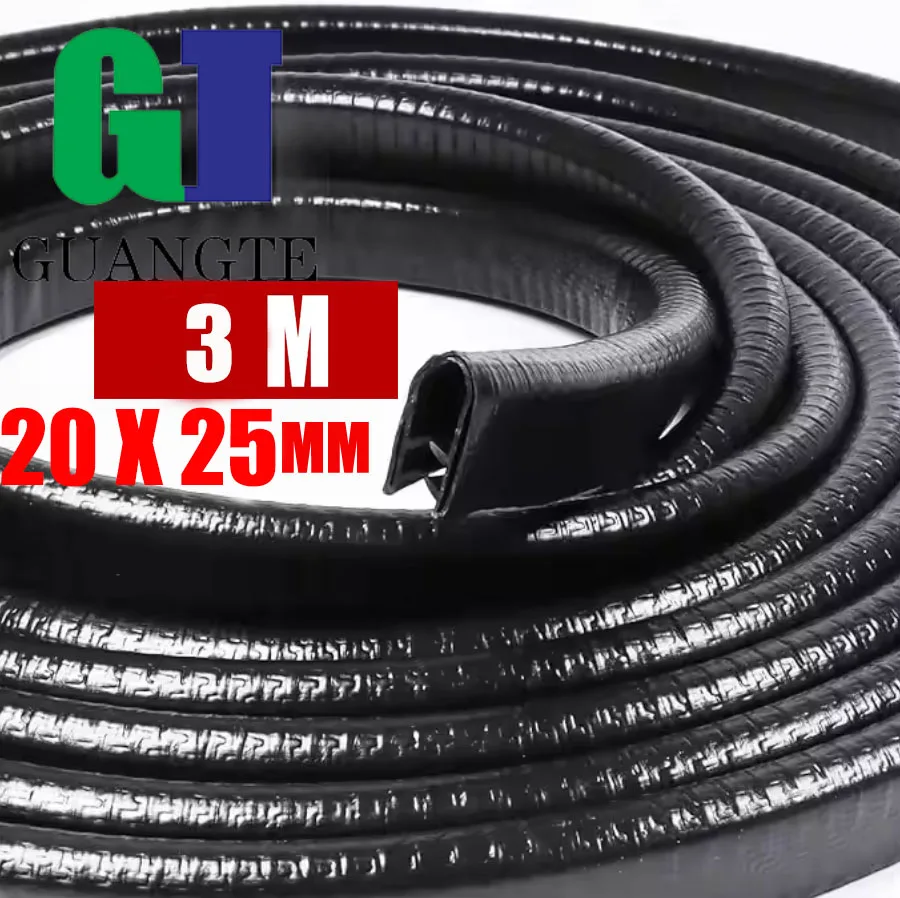 

3M 25*20MM Rubber with Steel U Type Car Door Anti-collision Strips Auto Door Edge Scratch Protector Strip Car Sealing Guard Trim