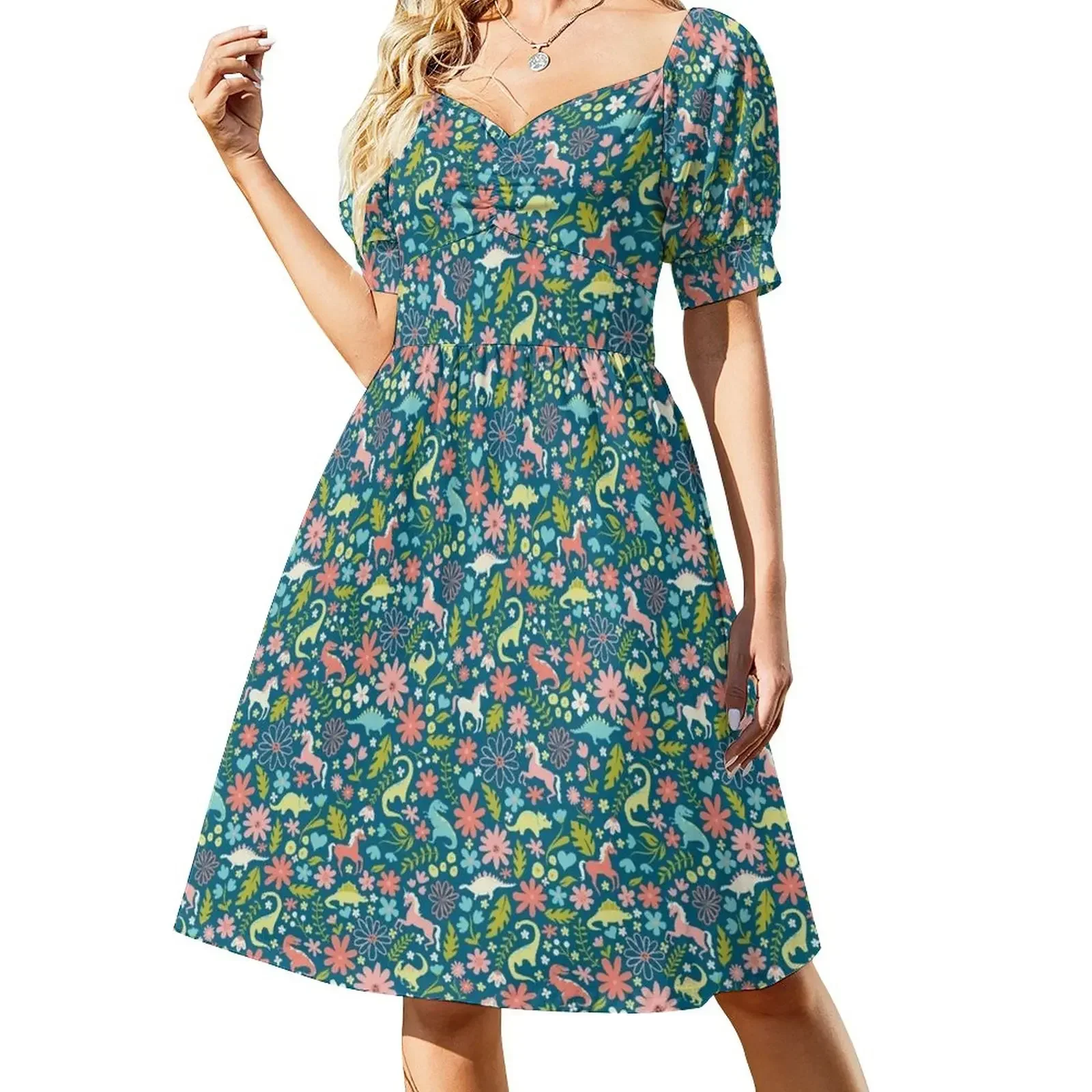 

Dinosaurs + Unicorns Sleeveless Dress Women's dresses loose summer dress Dress