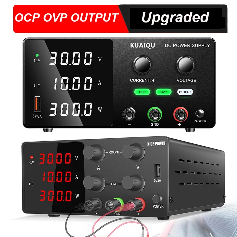 

Digits 30V 10A Adjustable DC LAB Power Supply, 60V 5A Switching Regulated Power Supply,12V 24V 120V 160V Optional OCP OVP Output