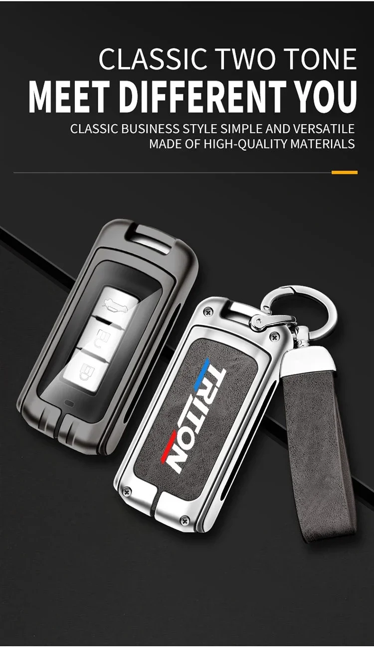 Car TPU Zinc Alloy Key Case Bag For Mitsubishi Triton Colt L200 Car KeyChain Car Metal Key Shell Interior Decoration Accessories