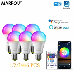 MARPOU LED Lights Bulb 10W RGB Smart Focus WIFI Alexa Google Assistant Voice Control 220V Dimmable APP Lights For Home Room