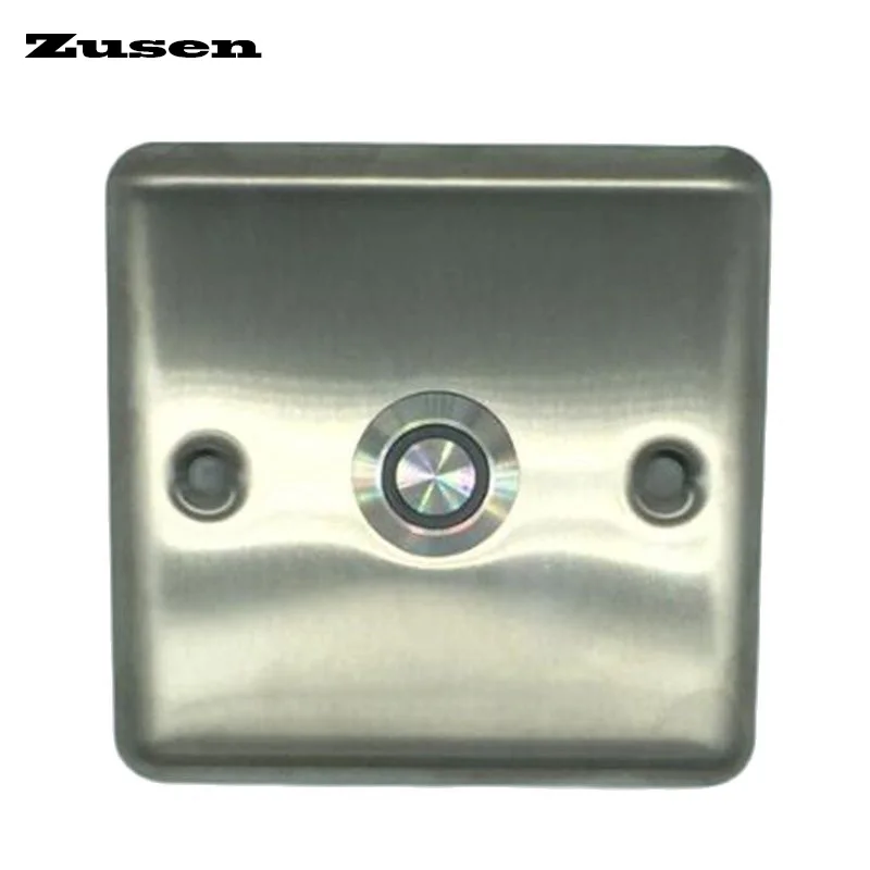 Zusen 19mm Door Bell Light Push Button Switch with Blue LED Control 12V 24V 110V 220V IP65 (ZS19F-10E/B/12V/S with panel)