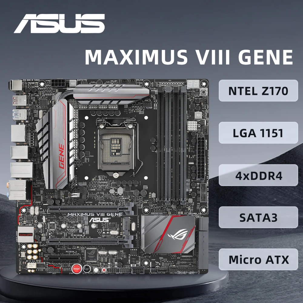 

ASUS MAXIMUS VIII GENE Motherboard Support i5-6600K 7600K i7-6700K 7700K CPU DDR4 3466MHz 64GB LGA1151 M.2 Intel Z170 Mainboard