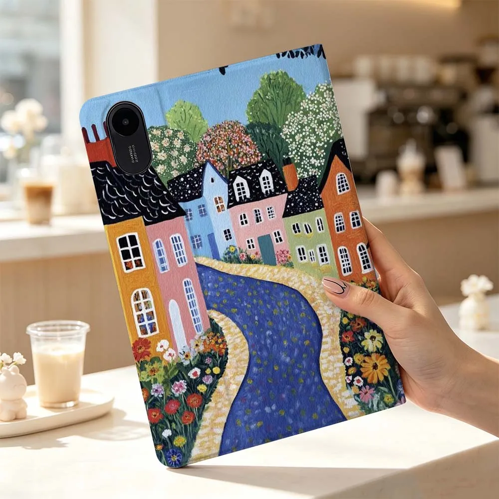 Cartoon Colorful Houses Street For Xiaomi Poco Redmi Pad 8 2 4 5 6 6S 7 7S SE Pro Max 14 11 8.7 11.2 12.5 Inch Tablet Case