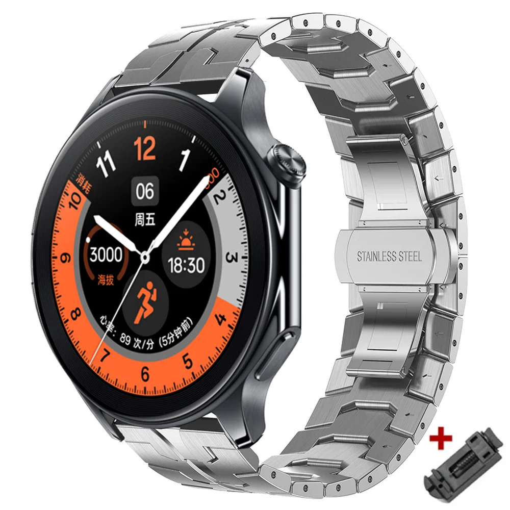 سوار فولاذي غير قابل للصدأ لساعة OnePlus 3 2R 2 Luxucy معدن 22 مللي متر حزام بديل لساعة OPPO X2 X OPPO Watch 4 Pro سوار