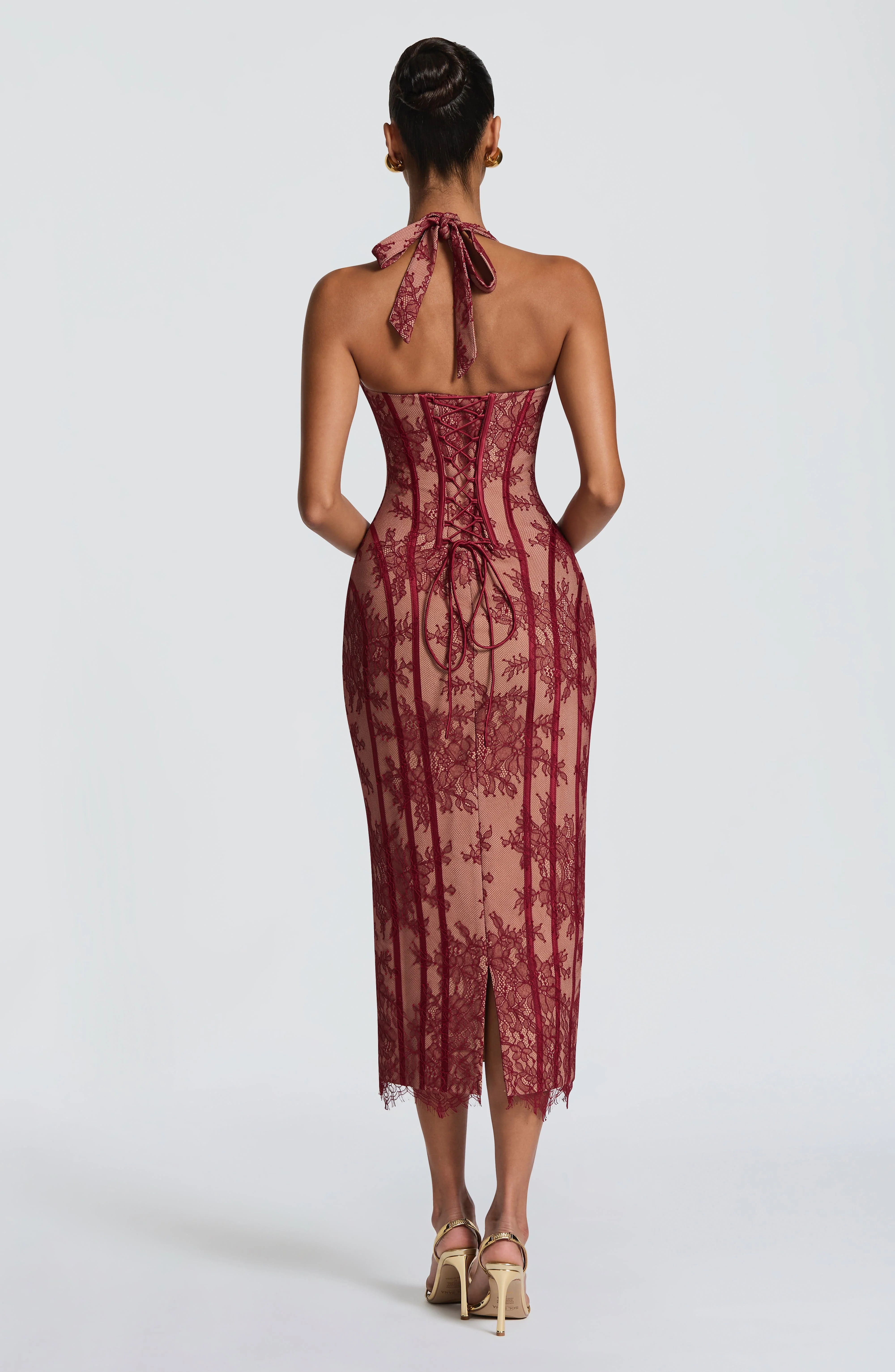 Halter Sweetheart Bordo Dantel - Bodycon Dress Women incelemesi ve fiyatı