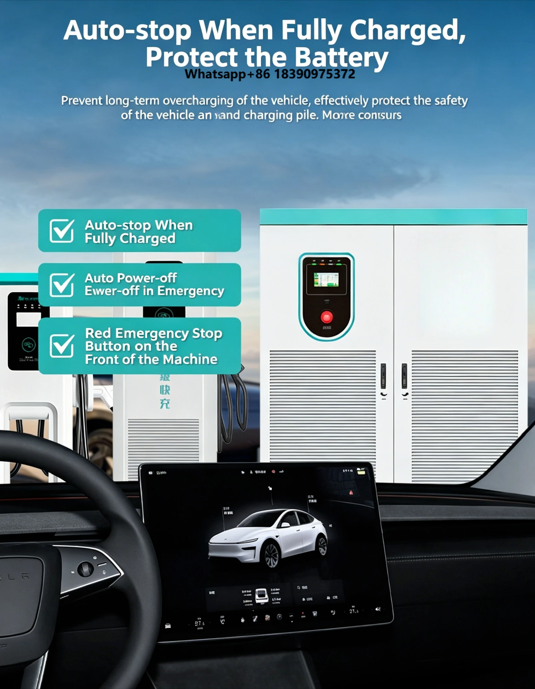 600KW Mobile DC EV Charger Wheel-mounted Portable Electric Vehicle Charging Pile GB/T 20234.2-2015 Interface AC380V Input for