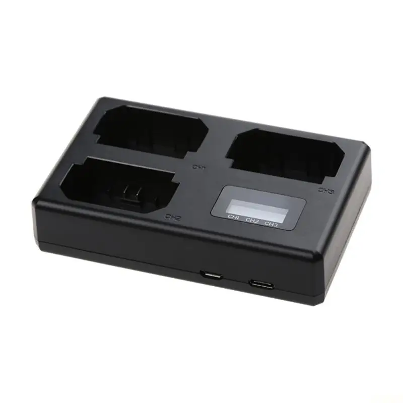 B03F Camera Battery Station with 3 Charging Bays, LCD Progress Screen, USB C and Second USB Input for Daily Desk Charging Tasks