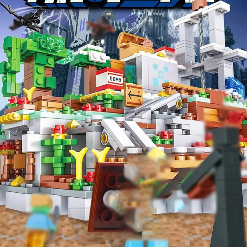 

My Mini World Sandbox Game Steve Building Blocks Organ Cave with Elevator Waterfall Toy Gift for Children and Boys