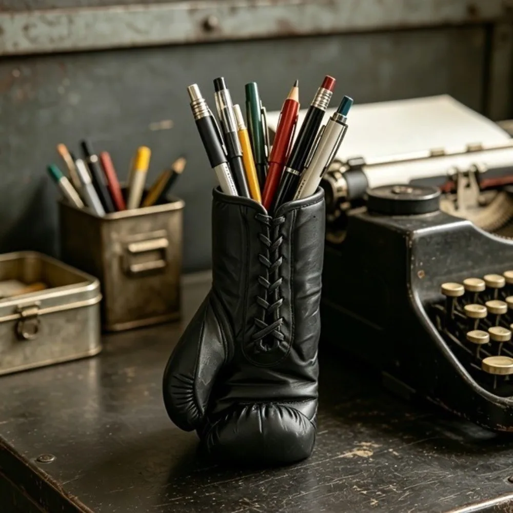 3D Printed Boxing Glove Shape Pen Holder Plastic Novelty Pen Organizer Stable Base Makeup Brush Holder Student Desk
