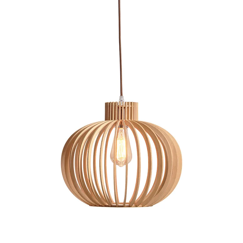 

Solid wood wabi-sabi wind restaurant chandelier single head medieval chandelier