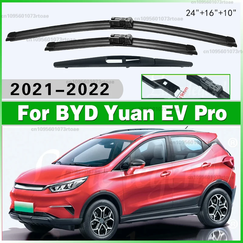 

24"+16"+10" Car Wiper Blades Windscreen Windshield Wipers Car Goods For BYD YUAN EV PRO 2021 2022 Front Rear