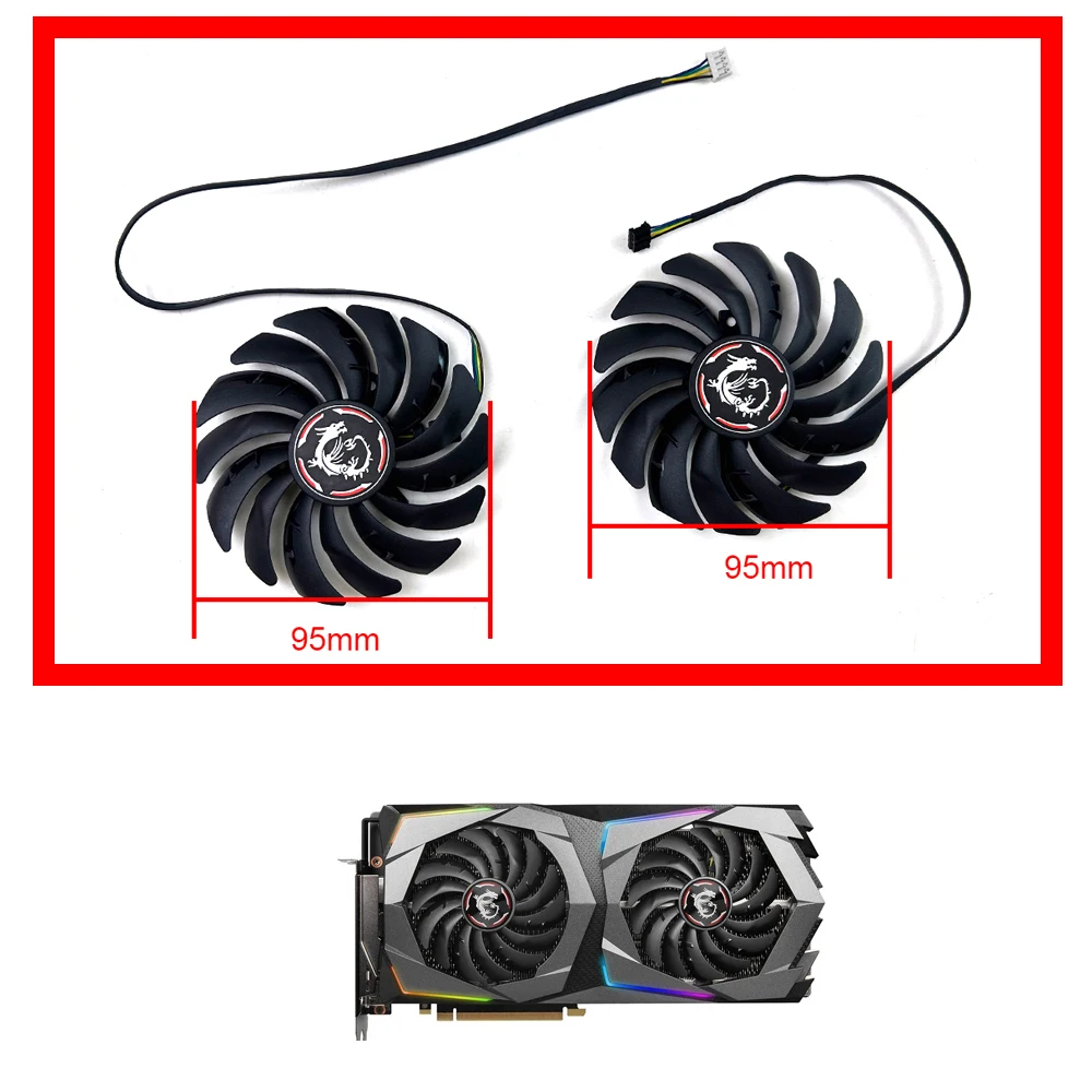 

NEW Cooling Fan 95MM 4PIN PLD10010S12HH RTX2070 X-8G Cooler Fan For GeForce MSI RTX 2070 GAMING Z Video Card Fans