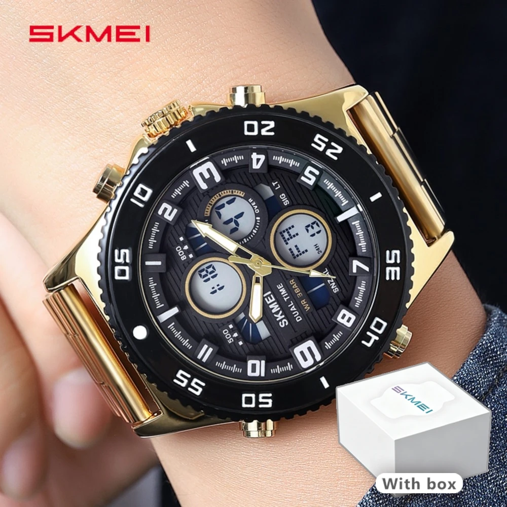 skmei-men's-casual-watch-round-zinc-alloy-case-stainless-steel-strap-digital-movement-2-time-date-week-el-light-wristwatch-2205