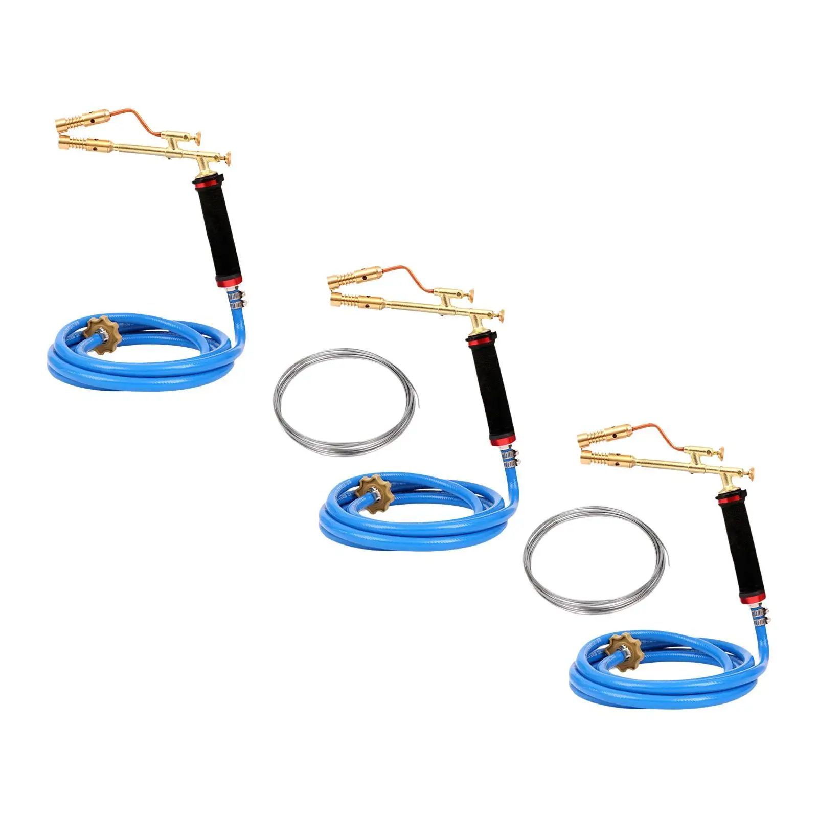 Double Headed Copper Soldering Torch Head with 5m Hose Liquefied Propane Welding Torch Adjustable Professional Tool for Brazing