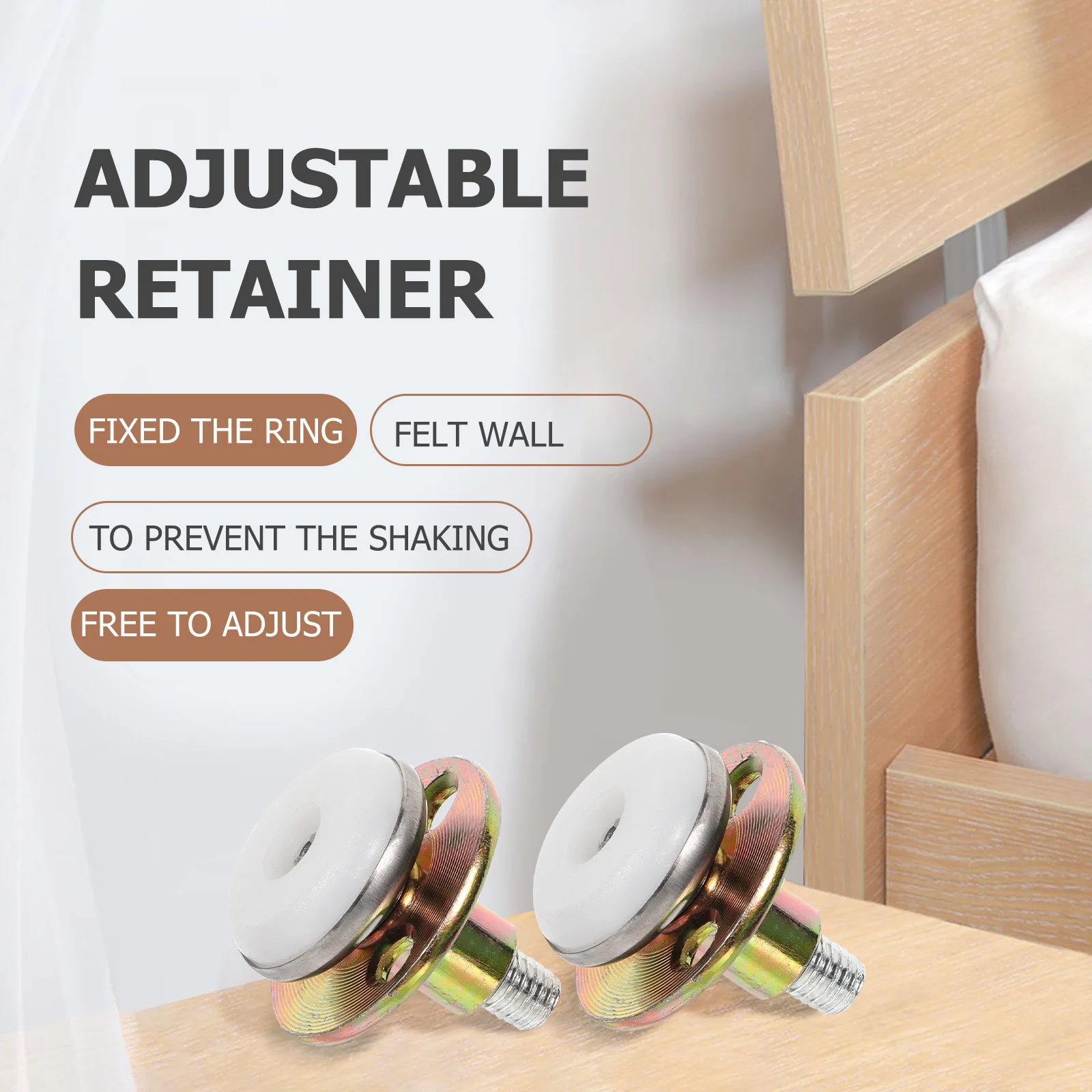 

4Pcs Headboard Fixers Adjustable Threaded Bed Frame Stabilizers Anti-Shake Tool for Wardrobes Tables Shelves Protection