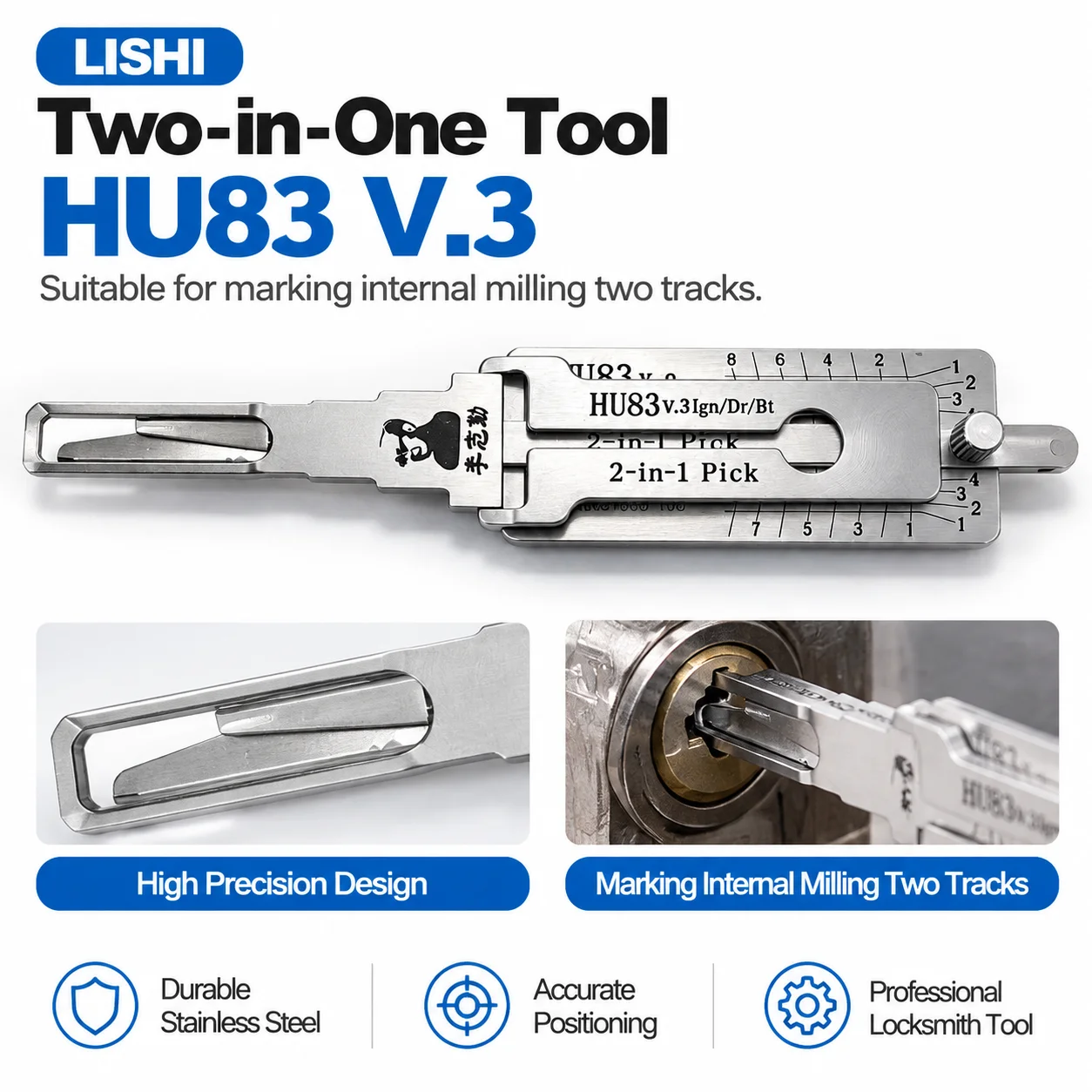 Li's two-in-one HU83 car lock reading gear tool Citroen, logo series CNC key cutting locksmith