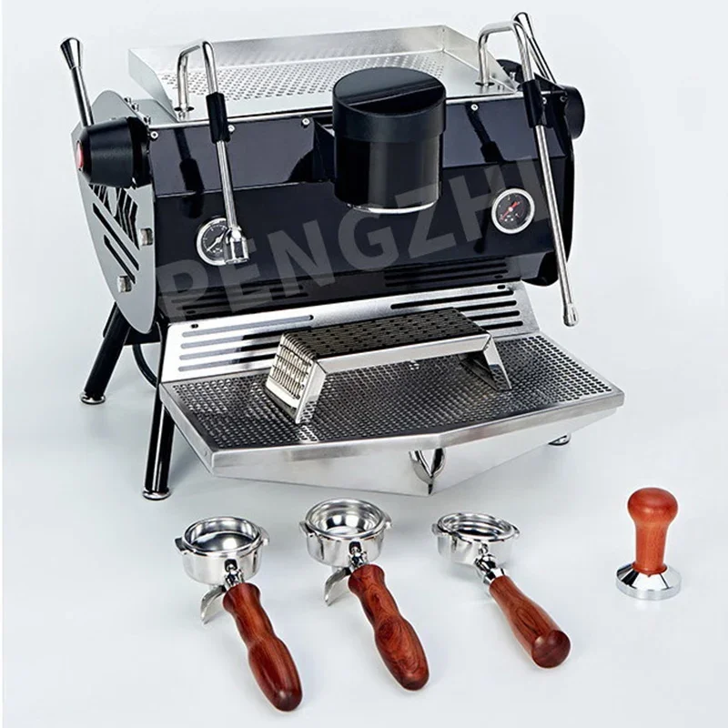 Commercial single-group lever-style espresso machine; semi-automatic espresso machine equipped with a three-pump system.