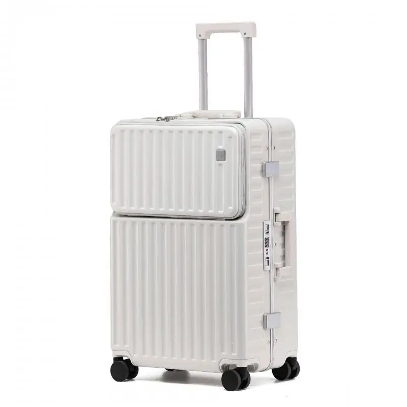 Travel Suitcase PC Luggage Front Opening Aluminum Frame Trolley Boarding Case 20\