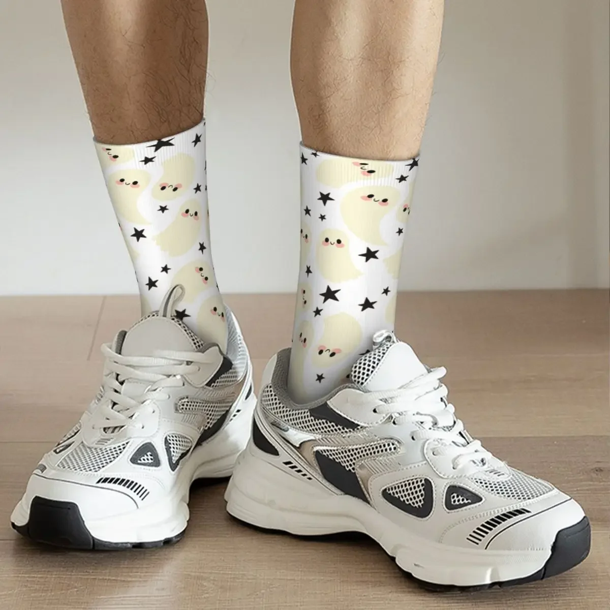 Calcetines largos con diseño de fantasmas para hombre y mujer, medias de alta calidad, estilo Harajuku, accesorios para todas las estaciones, regalos