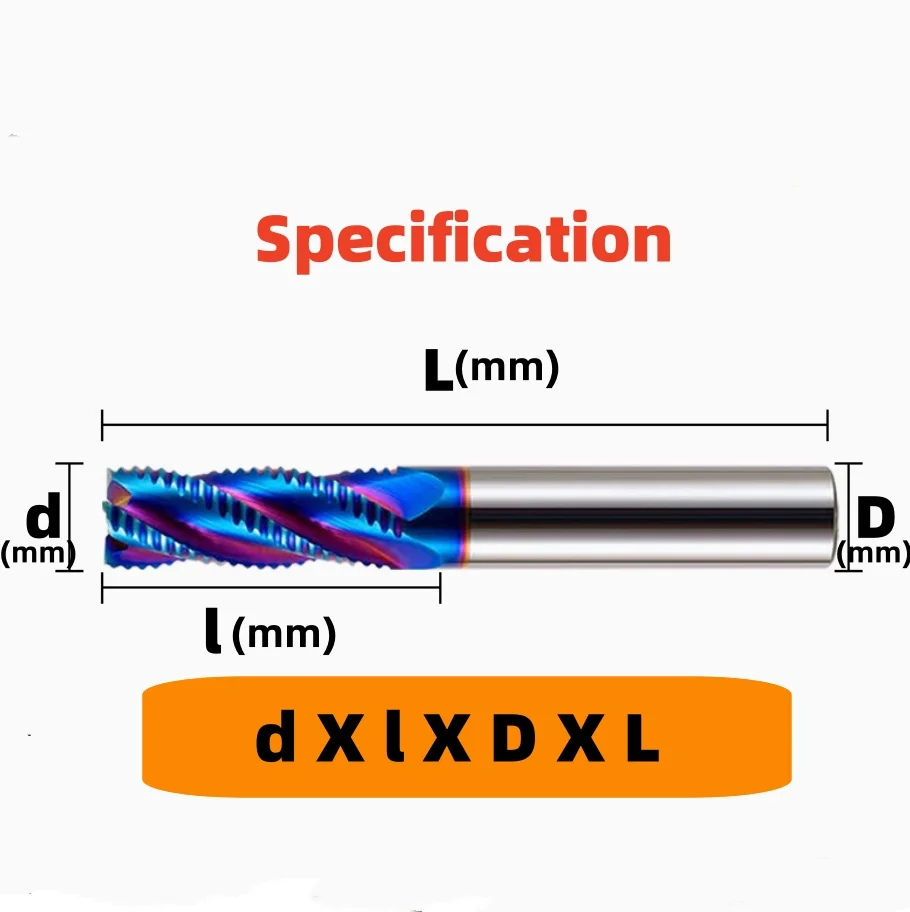 1PCS Cutting Rough End Milling 4Flute 4 5 6 8 10 12 14 16 20Carbide Tool Tungsten Steel  Brass Stainless Steel Cutter For Steel